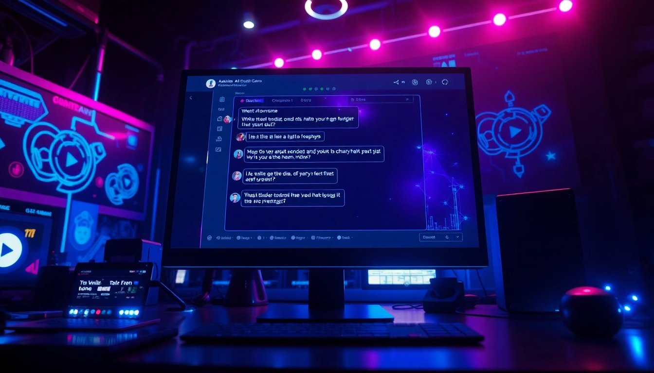 Engaging free ai sex chat interface set in a futuristic digital environment.